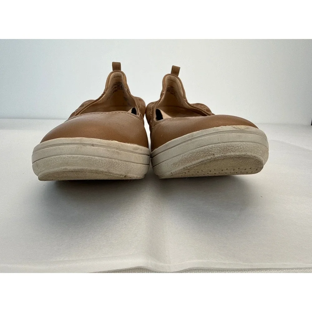 Vionic Jacey Wedge Slip On Womens 10 Tan Leather Suede Comfort Ballet Flats